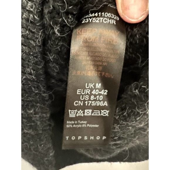 Topshop Grey Ruffle Cable Knit Sweater with Back Cut out. New Size 8-10 - Picture 8 of 8